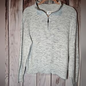 RD Style Light Gray Soft Textured Zip-Up Sweater Size Large